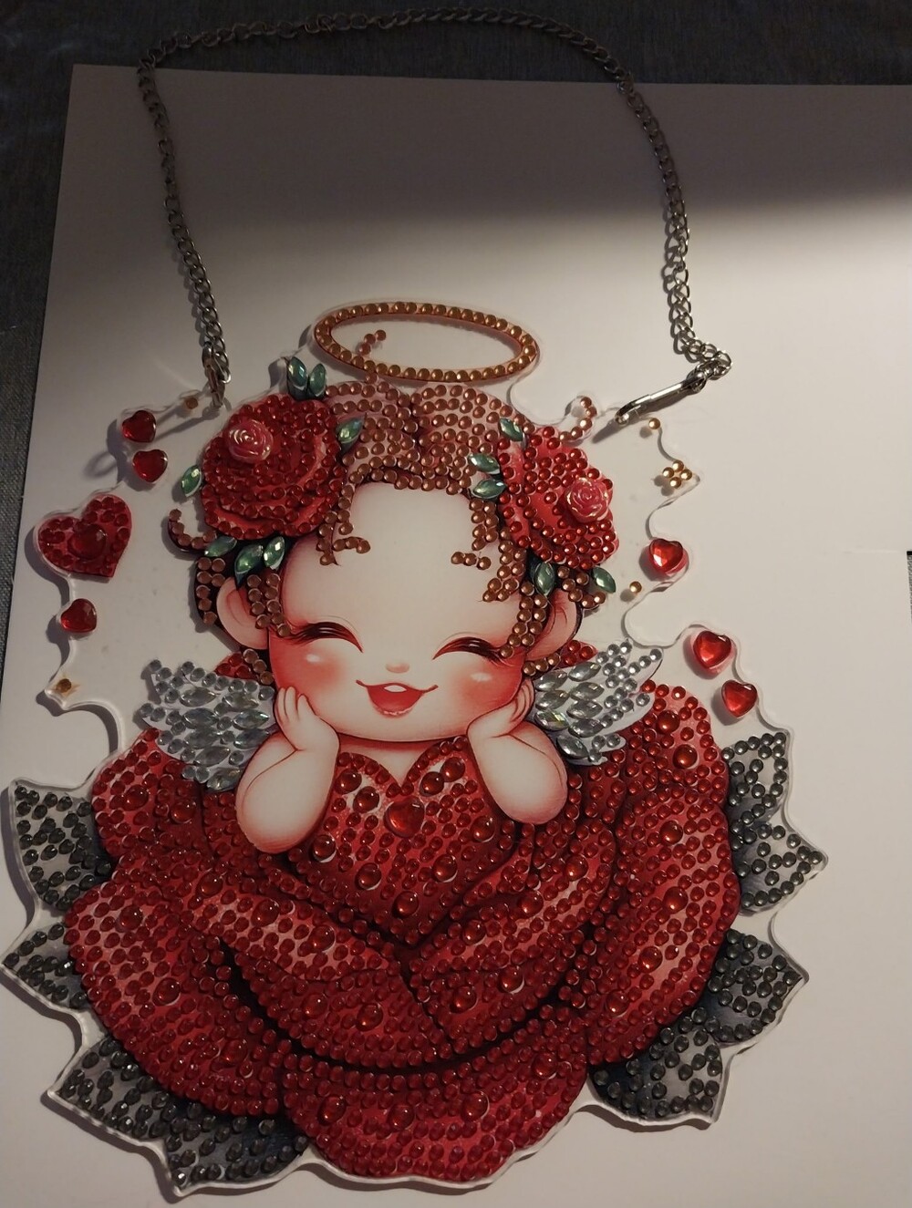 Red Crystal Angel Rose Wall Hang.